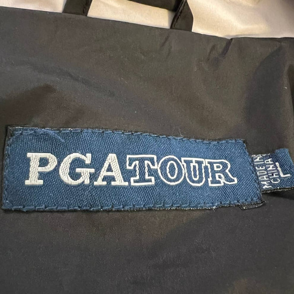 PGA Tour Men's Golf Jacket Size L in Black w/Gray Trim Convertible Sleeve - Picture 6 of 8
